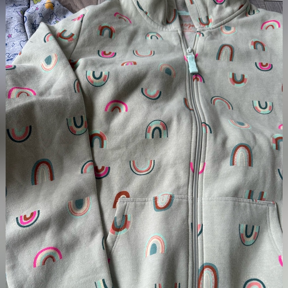 NWT 2 Cat & Jack Hooded ZipUp Sweatshirts in Gray and Green/Tan Size XXL (18) - Picture 7 of 8